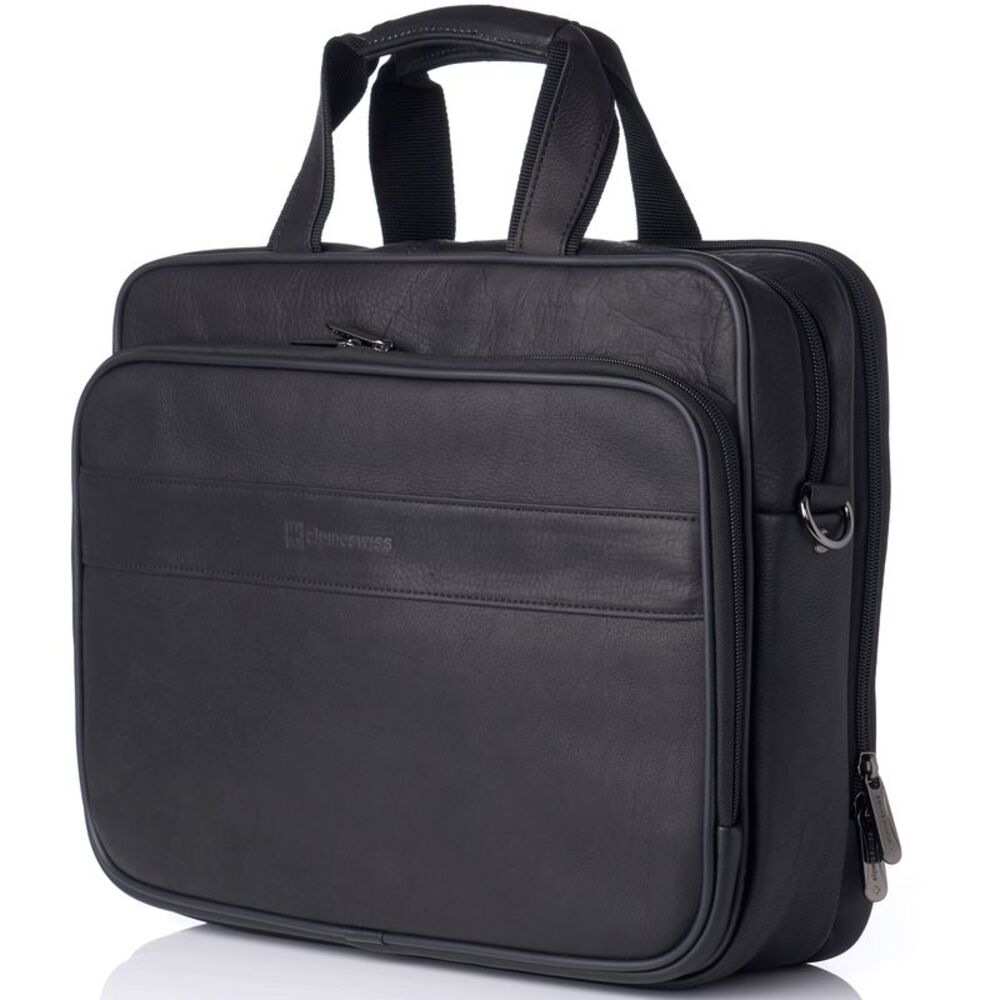 Alpine Swiss Messenger Bag Leather 15.6 Laptop Briefcase Portfolio Business Case - Picture 3 of 10
